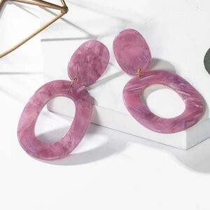 Blush Color Oval Korean Statement Earrings